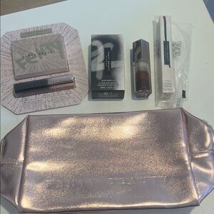 Fenty Beauty Pink Shimmer Bag Bundle/Full Size Lip Gloss/ Eyeliner/ Mini Mascara